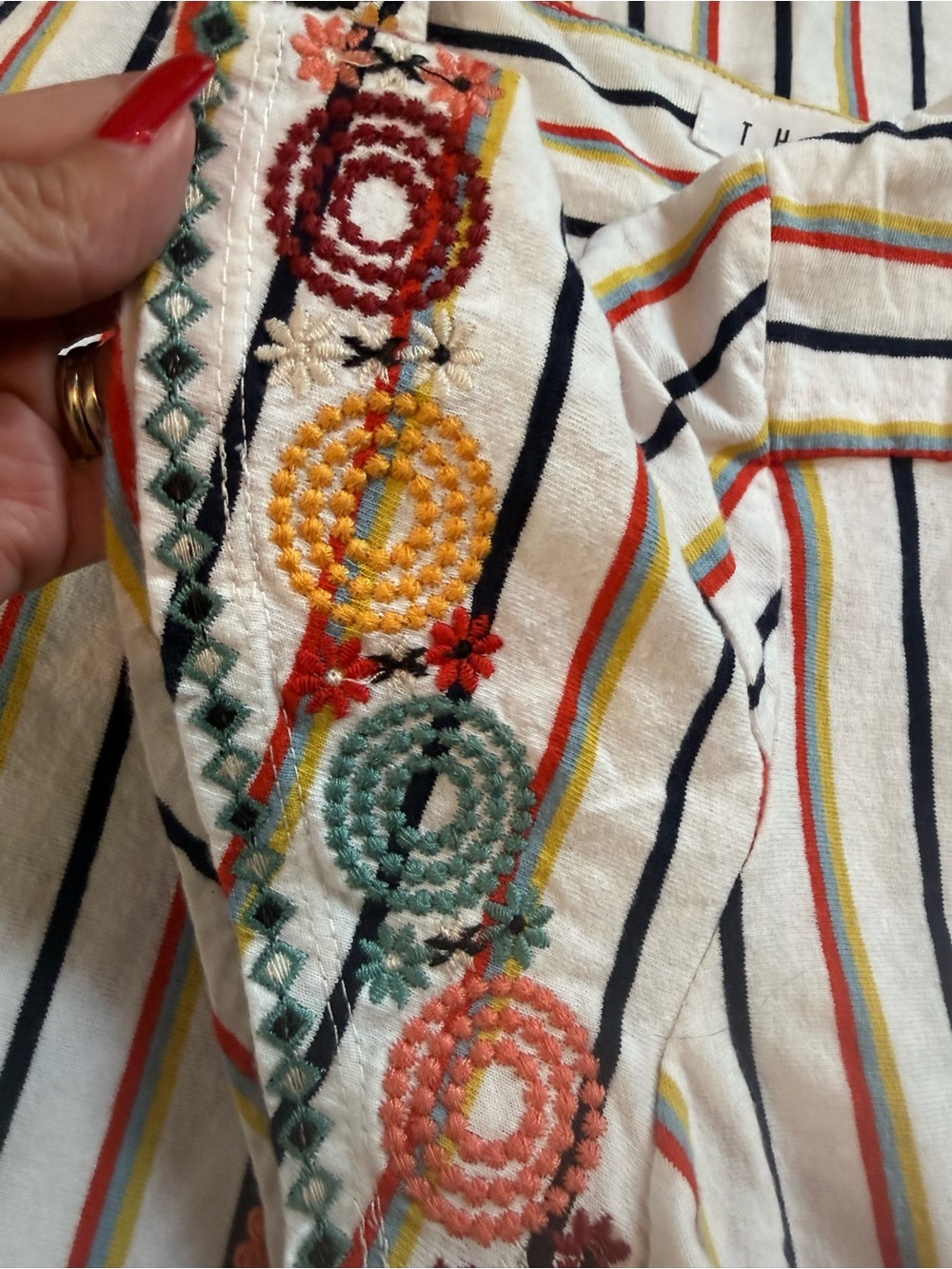 THML Embroidered Striped Shift Dress Size Small - Picture 4 of 5